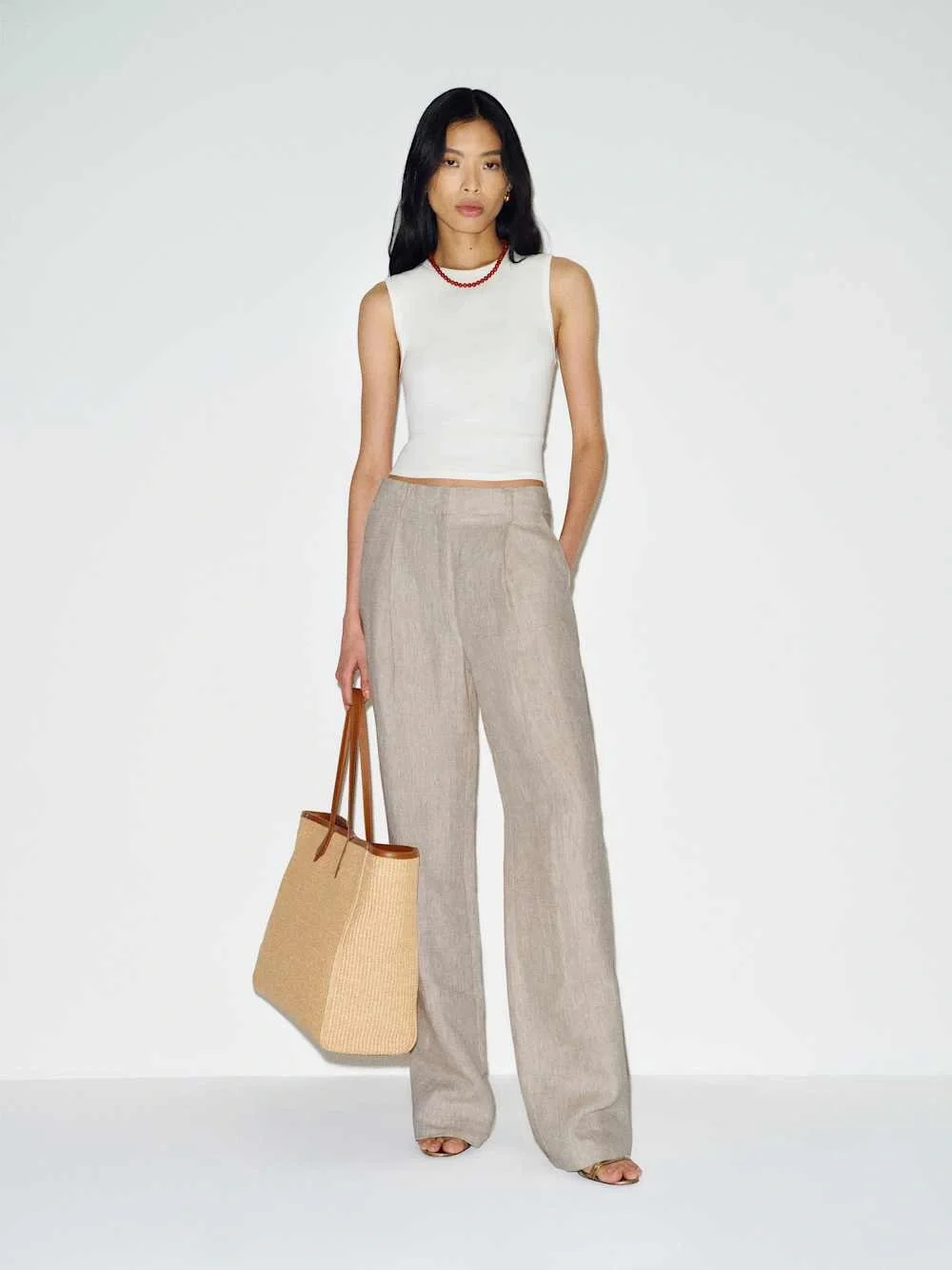 Reformation Alex Linen Mid Rise Pant